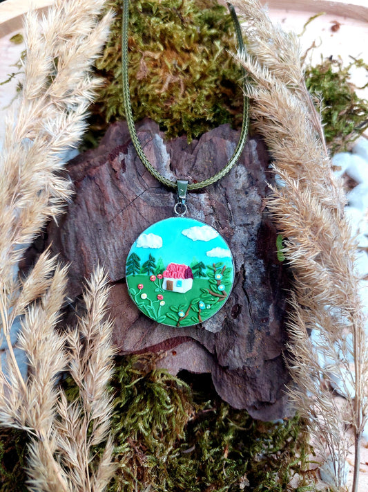 House on a Flower Meadow Necklace 