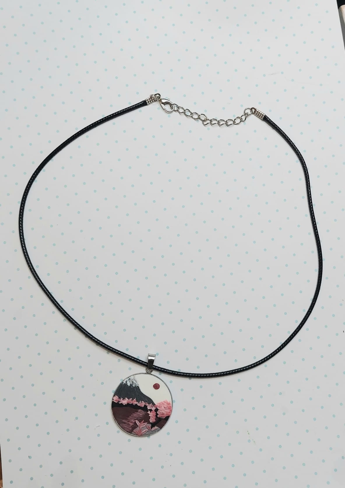 Necklace "Mountain with Japanese Cherry Trees" 