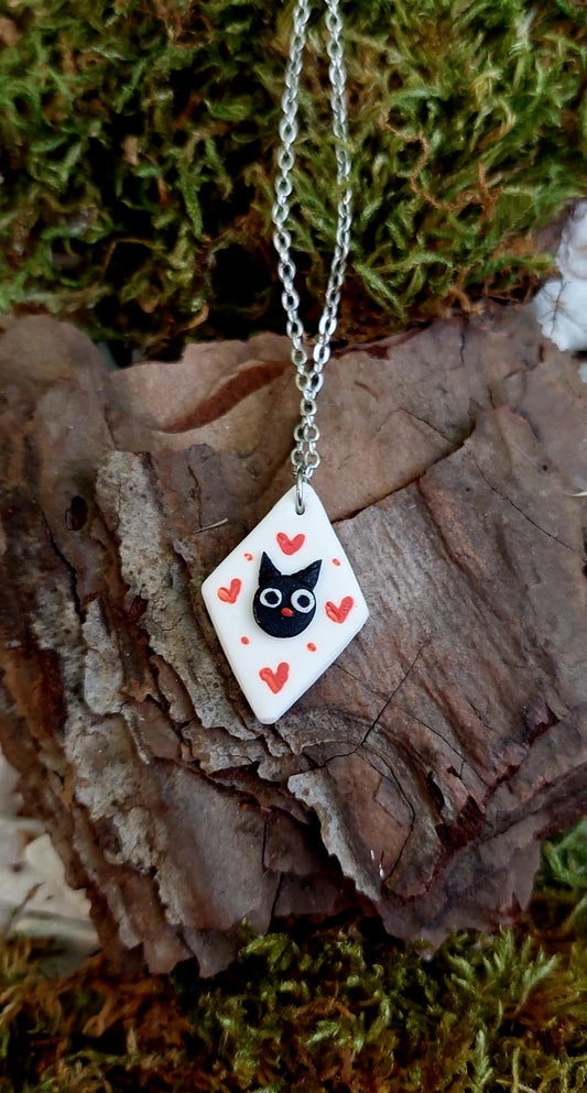 Cat and Heart Necklace